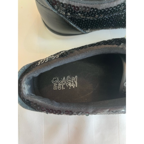 Coach Barrett Black Sequin Lace-Up Sneakers - Picture 8 of 12